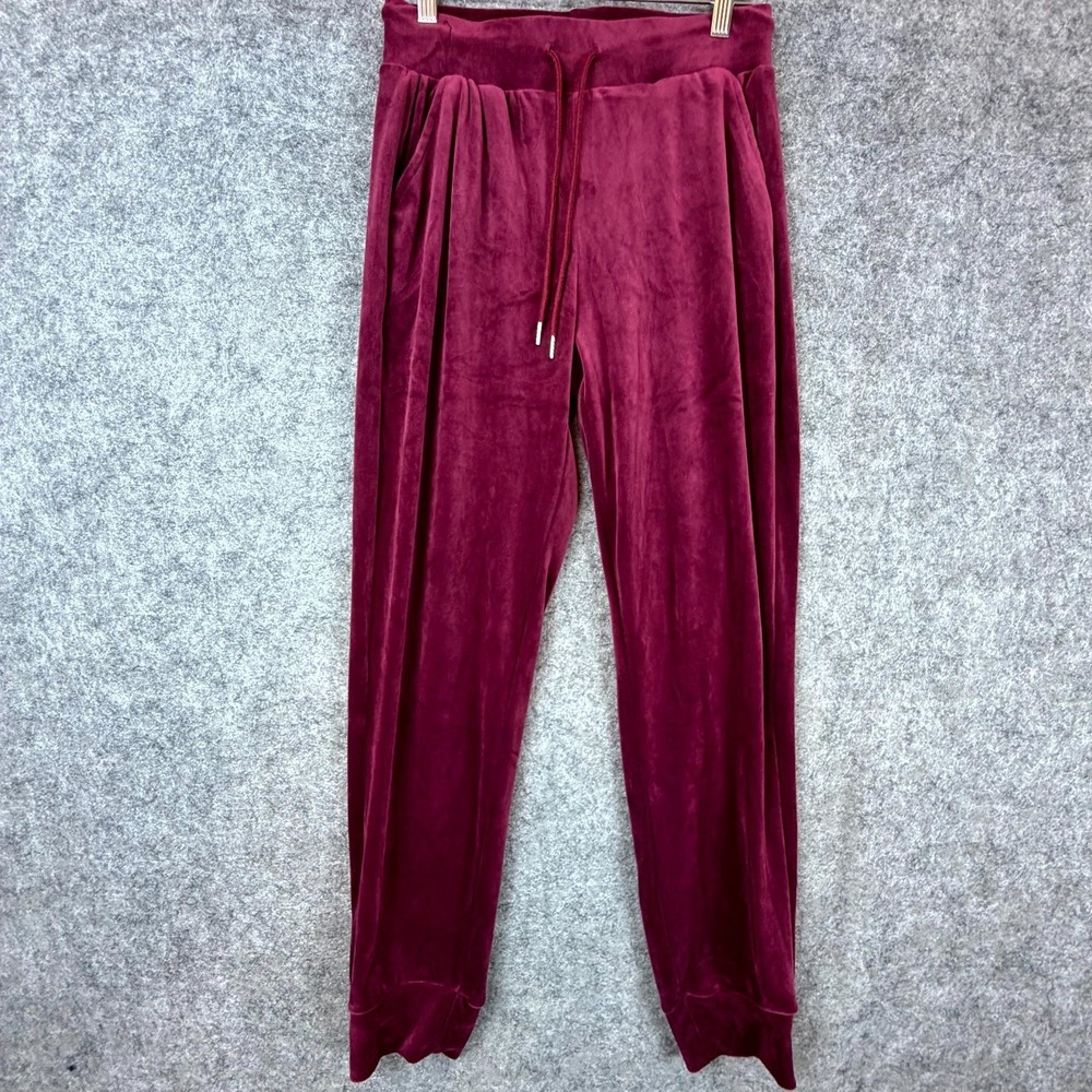 SWS Athletics Velvet Sweatpants Womens Small‎ Burgundy Wine Jogger High Waist